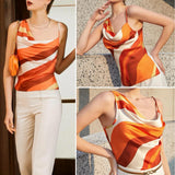 GBOSS Asymmetrical Cowl Satin Top