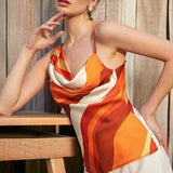 GBOSS Asymmetrical Cowl Satin Top