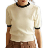 GBOSS Romantic Contrast Knit Top