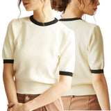 GBOSS Romantic Contrast Knit Top