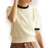 GBOSS Romantic Contrast Knit Top