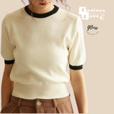 GBOSS Romantic Contrast Knit Top