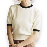 GBOSS Romantic Contrast Knit Top