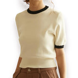 GBOSS Romantic Contrast Knit Top