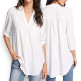 GBOSS V Neck Curve Hem Top