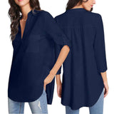 GBOSS V Neck Curve Hem Top