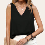 BLK MARTHA V Neck Sleeveless Daily Top