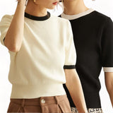 GBOSS Romantic Contrast Knit Top