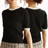 GBOSS Romantic Contrast Knit Top