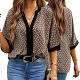 GBOSS V Notch Printed Contrast Elegant Top