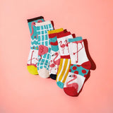 FOOTSIES 5pairs Set Graphic Knit Crew Socks