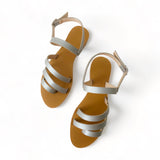 LOUISE Silver Strappy Flat Sandals