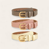 TAILLE 3pcs Belt Set Prong Gold Buckle 1”