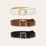 TAILLE 3pcs Belt Set Prong Gold Buckle 1”