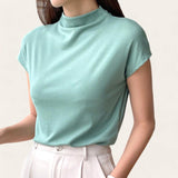 BLUSA Mock Neck Knit Extended Sleeves Top