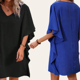 MARGA Woven Waterfall Sleeves Tunic Short Dress