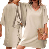 MARGA Woven Waterfall Sleeves Tunic Short Dress