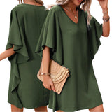 MARGA Woven Waterfall Sleeves Tunic Short Dress