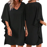 MARGA Woven Waterfall Sleeves Tunic Short Dress
