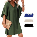 MARGA Woven Waterfall Sleeves Tunic Short Dress