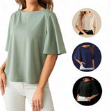 BLUSA Boat Neck Flare Sleeves Top