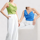 DRAPE Chain Strap Asymmetrical Cowl Top