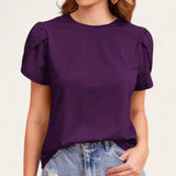 BLUSA Knit Petal Sleeves Basic Top