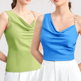 DRAPE Chain Strap Asymmetrical Cowl Top