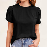 BLUSA Knit Petal Sleeves Basic Top