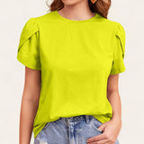 BLUSA Knit Petal Sleeves Basic Top