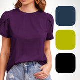 BLUSA Knit Petal Sleeves Basic Top