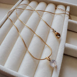 BLING Cubic Zirconia Titanium Steel 18k Plated Elegant Necklace Bracelet Series