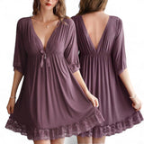 SWEET DREAMS Deep V Lace Trim Night Dress