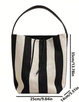 BOLSO Stripes Bucket Canvass Shoulder Hand Bag