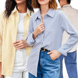 HAMPTONS Woven Stripes Collar Buttondown Relax Shirt Top