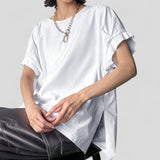 BLUSA Knit Short Sleeve Detail Relax Fit Shirt Top