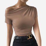 BLK Venus Ruched Bodycon Solid Shirt Top