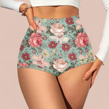 2SKN Plus Size Printed Stretch Comfy Breathable Mid Waist Boy Shorts Panty