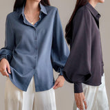 GBOSS Collar Buttondown Lantern Sleeve Business Top