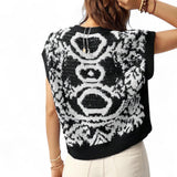 LOOM Abstract Jacquard Low V Neck Vest Overlay