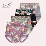 2SKN Plus Size Printed Stretch Comfy Breathable Mid Waist Boy Shorts Panty