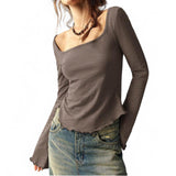 GYPSY Cotton Boho Scoop Neck Cotton Textured Flared Long Sleeves Top