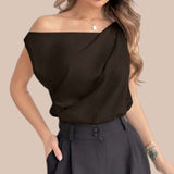 BLUSA Gloss Twisted Off Shoulder Elegant Blouse Top