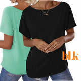 BLK Summer Knit Wide Neck Batwing Tee Top