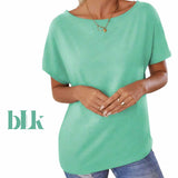 BLK Summer Knit Wide Neck Batwing Tee Top