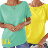 BLK Summer Knit Wide Neck Batwing Tee Top