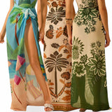 GYPSY WRAP Summer Sheer Tropical Printed Cover Up Skirt