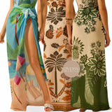 GYPSY WRAP Summer Sheer Tropical Printed Cover Up Skirt