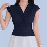 BLUSA Overlap Knit Stretch Blouse Top (Breastfeeding / Big Bust Ideal)