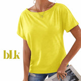 BLK Summer Knit Wide Neck Batwing Tee Top